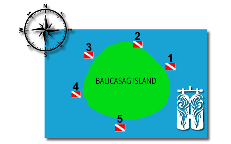 TECHNICAL DIVING ~ Balicasag Island,| Bohol, Philippines | Dive sites map